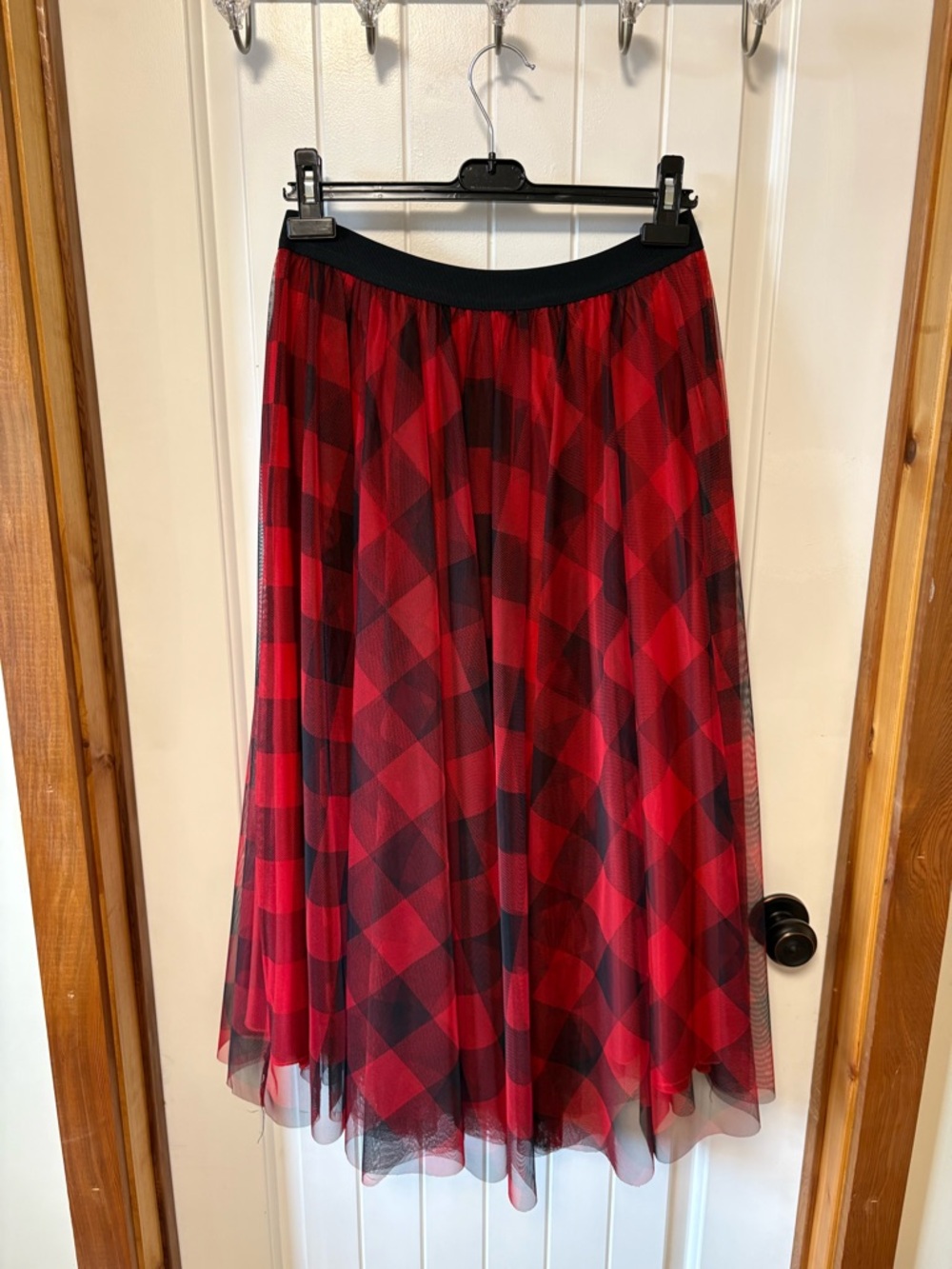 Imperial Red Tulle Plaid Skirt - Picture 4 of 7
